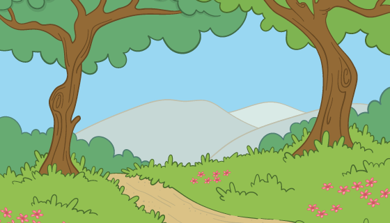 手绘风格春天景色矢量素材(AI/EPS)