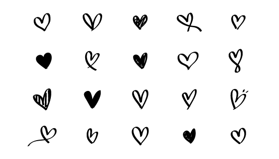 涂鸦心形集合矢量素材(EPS/PNG)