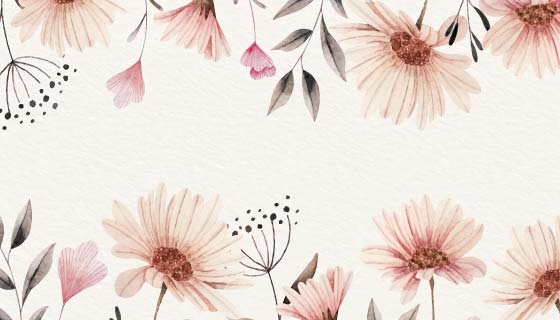 水彩风格花卉背景矢量素材(AI/EPS)