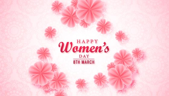 粉色花朵女神节快乐矢量素材(EPS)