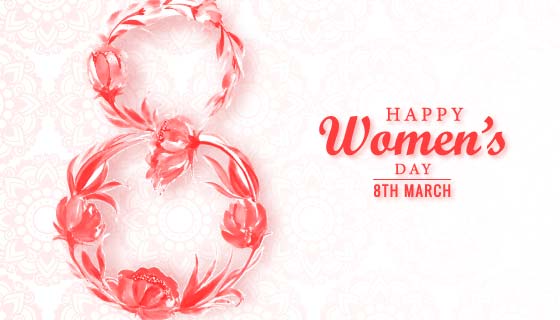 花朵组成的数字8女神节快乐矢量素材(EPS)