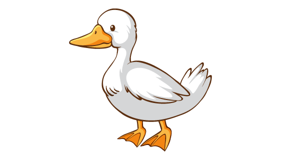 手绘白色可爱鸭子矢量素材(EPS/PNG)