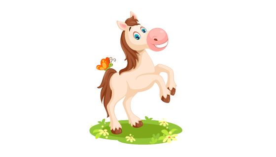 卡通风格可爱白马矢量素材(EPS/PNG)