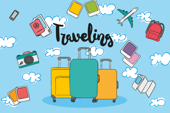 手绘旅游元素矢量素材(EPS/AI)