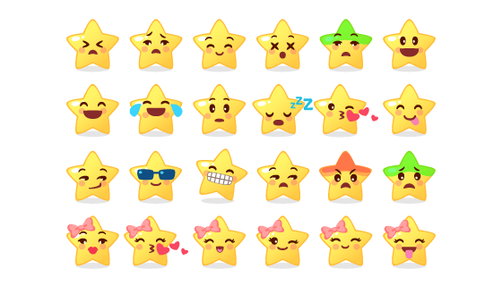 可爱的星星表情矢量素材(EPS/PNG)