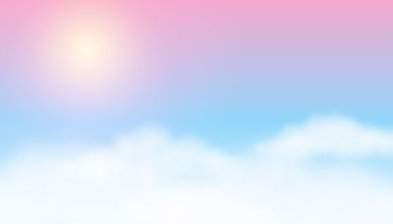 梦幻模糊的天空太阳白云背景矢量素材(EPS)