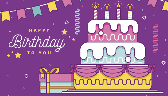 生日蛋糕设计生日快乐背景矢量素材(AI/EPS)