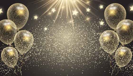 金色气球和星星庆祝背景矢量素材(EPS)