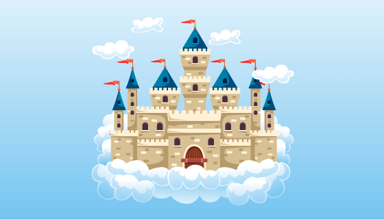 空中的魔法城堡矢量素材(AI/EPS)