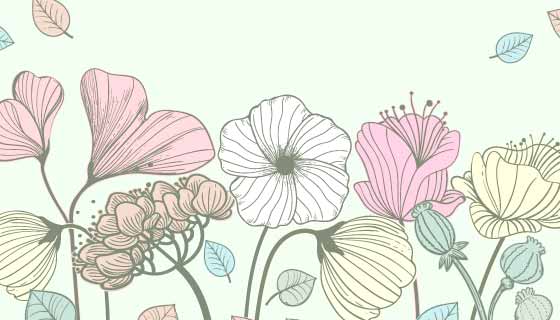 手绘漂亮花卉背景矢量素材(AI/EPS/PNG)