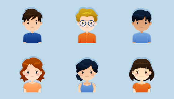 卡通风格人物头像矢量素材(AI/EPS/PNG)