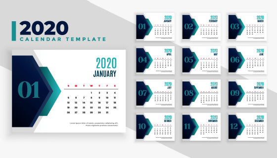 几何图案设计2020年日历矢量素材(EPS)