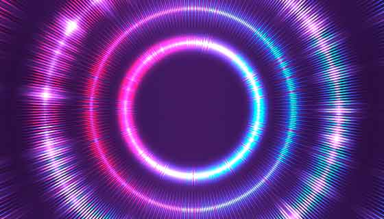 闪耀的霓虹灯光圈背景矢量素材(AI/EPS)