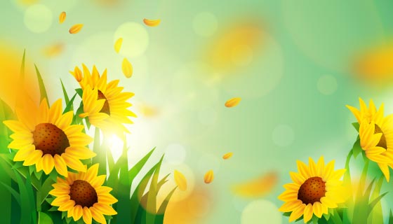 逼真的向日葵春天背景矢量素材(AI/EPS)