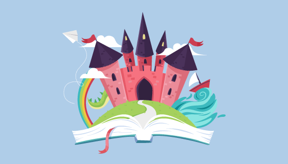 书中的童话城堡矢量素材(AI/PNG)