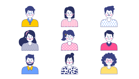 手绘风格人物头像矢量素材(AI/EPS/PNG)