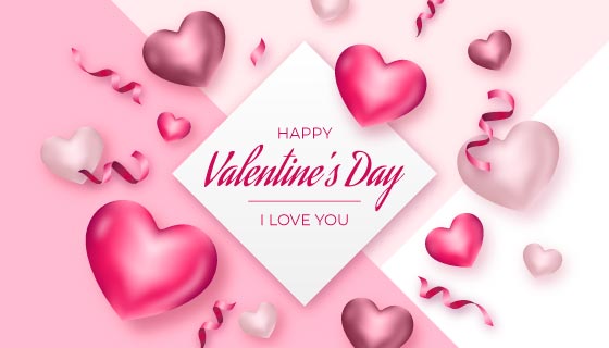 爱心彩带设计情人节背景矢量素材(AI/EPS)