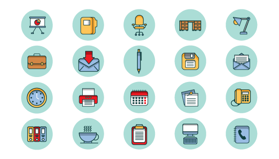 扁平风格业务类图标矢量素材(EPS/PNG)