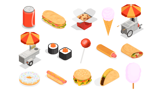 路边摊食物图标矢量素材(EPS)