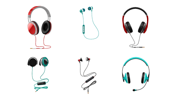 逼真的耳机矢量素材(EPS/PNG)