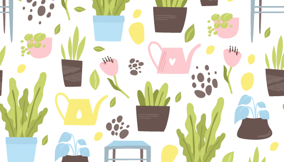 盆栽图案背景矢量素材(EPS)