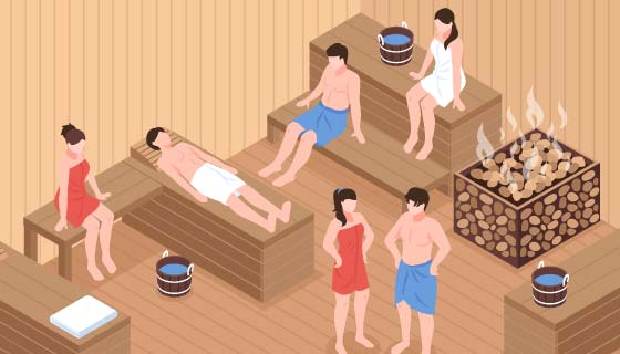 正在蒸桑拿的人们矢量素材(EPS)