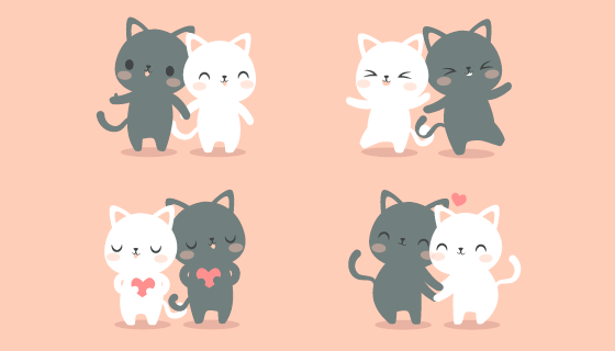 可爱的情侣猫咪矢量素材(AI/EPS/PNG)