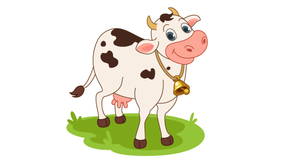 卡通风格微笑的奶牛矢量素材(EPS/PNG)