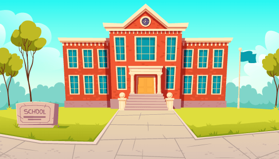 手绘风格学校大楼矢量素材(EPS)