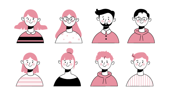 手绘风格人物头像矢量素材(AI/EPS/PNG)