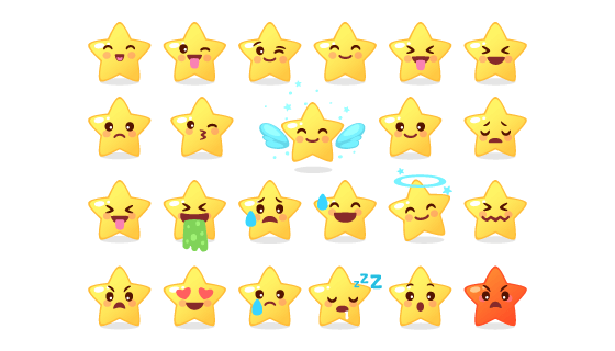 可爱星星表情矢量素材(EPS/PNG)