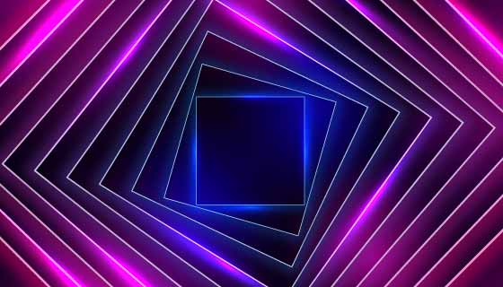 抽象方形变换霓虹灯背景矢量素材(AI/EPS)