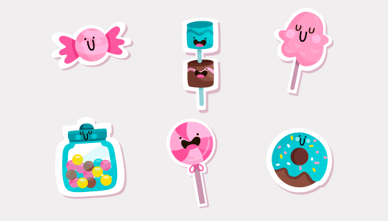 手绘糖果贴纸矢量素材(AI/EPS/PNG)