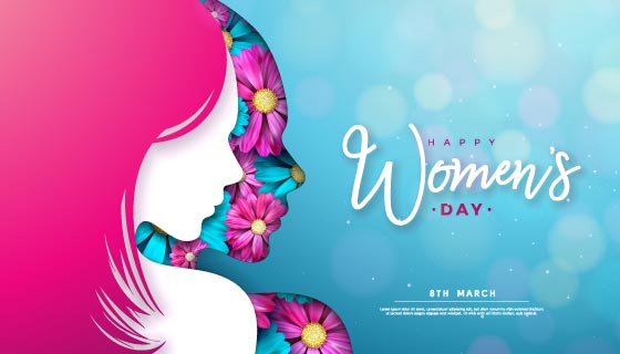 女性剪影女神节快乐矢量素材(EPS)