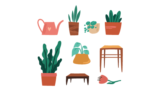 手绘盆栽矢量素材(EPS/PNG)