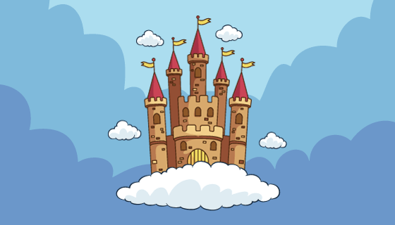 空中的童话城堡矢量素材(AI/EPS)