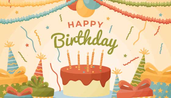 蛋糕礼物生日快乐背景矢量素材(AI/EPS)