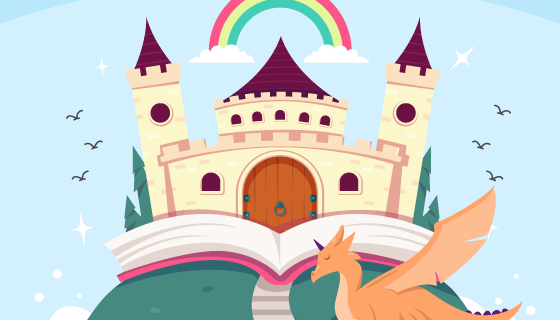 扁平风格童话城堡矢量素材(AI/EPS)