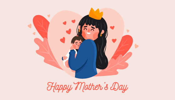 母亲抱着宝宝母亲节快乐矢量素材(AI/EPS/PNG)