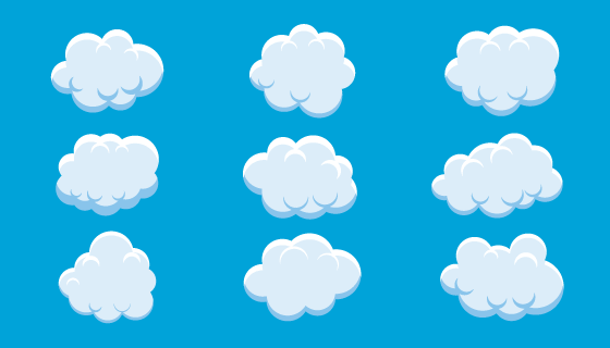 扁平风格蓬松的云朵矢量素材(EPS/PNG)