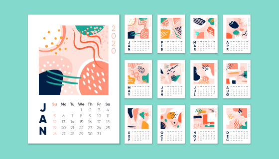 抽象风格2020年日历矢量素材(AI/EPS)