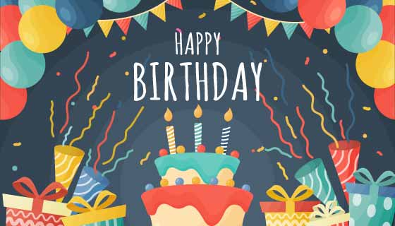 扁平风格生日快乐背景矢量素材(AI/EPS)