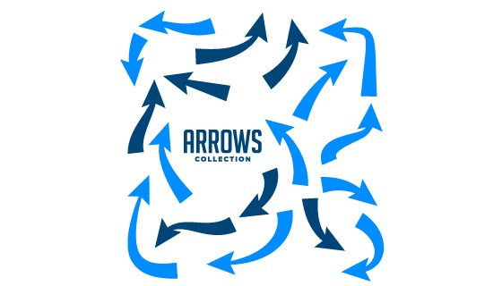 手绘蓝色箭头矢量素材(EPS/PNG)