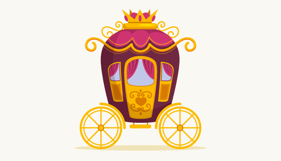 扁平风格的童话马车矢量素材(AI/EPS/PNG)