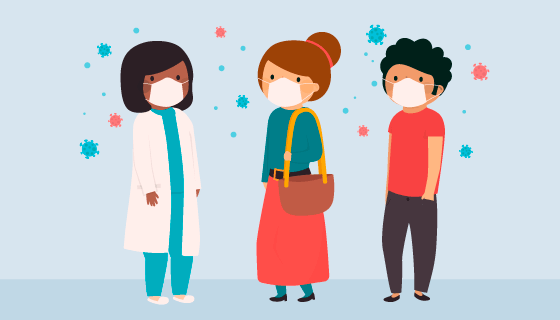 带口罩的人们矢量素材(AI/EPS)