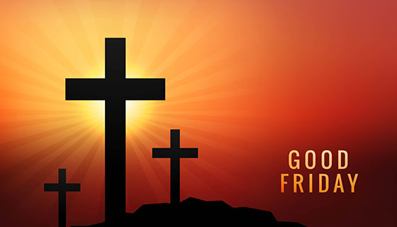 落日下的十字架耶稣受难日矢量素材(EPS)