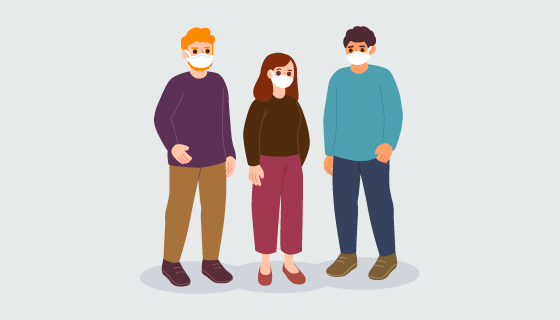 带口罩的人们矢量素材(AI/EPS/PNG)