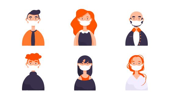 带口罩的人们矢量素材(AI/EPS/PNG)