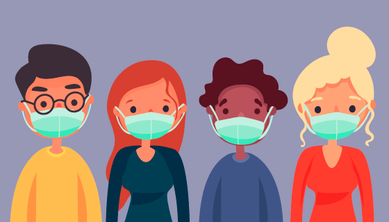 带着口罩的人们矢量素材(AI/EPS)