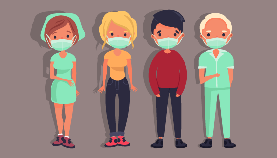 带着口罩的人们矢量素材(AI/EPS/PNG)